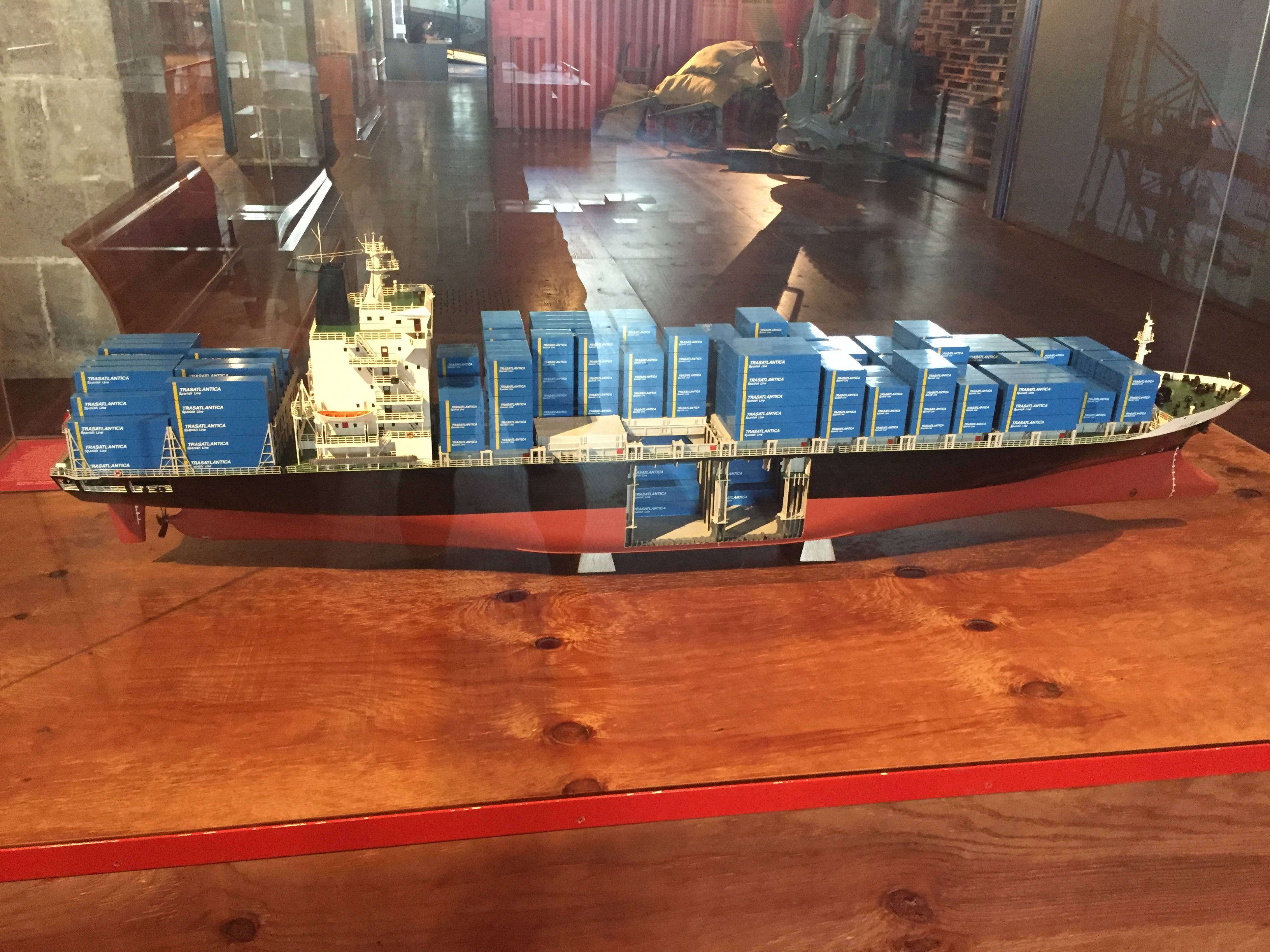 Museu Maritim de Barcelona- A modern commercial container ship.