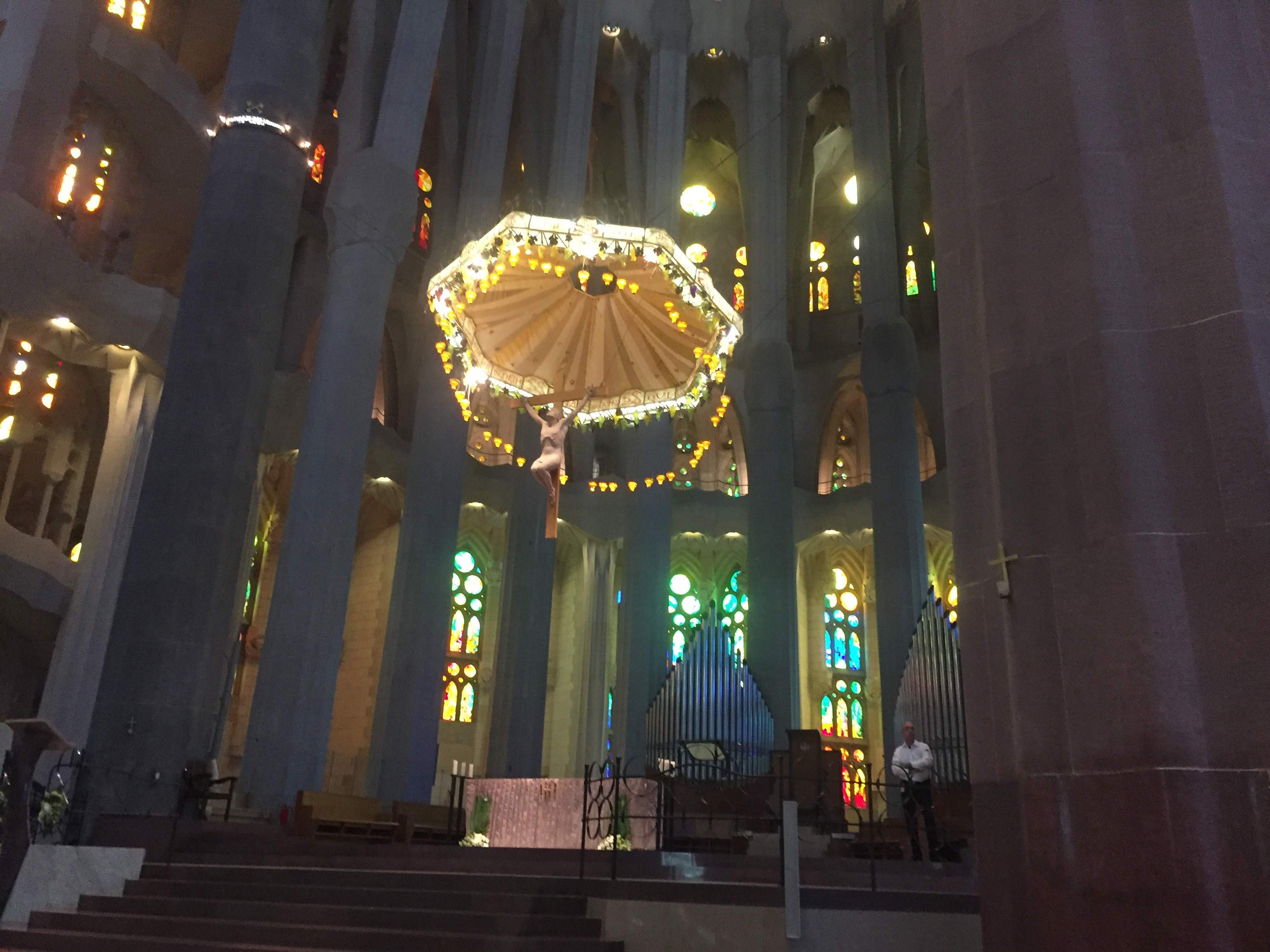 The interior of La Sagrada Familia.