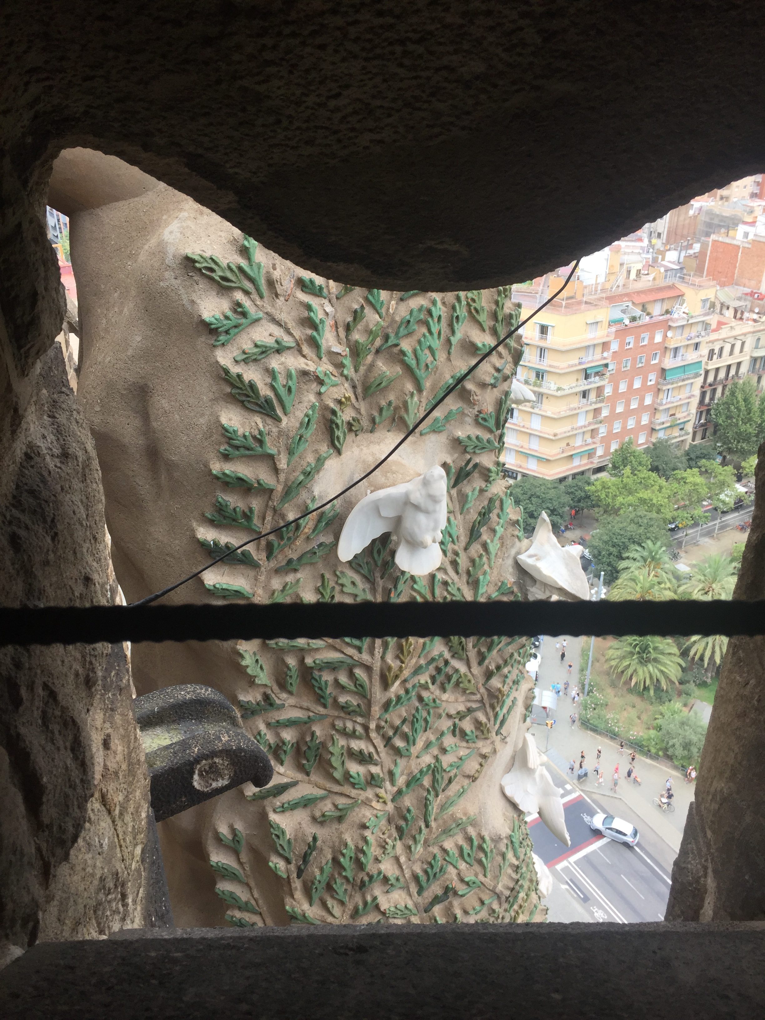Architectural detail of an adjoining tower as seen from atop the Nativity Tower.