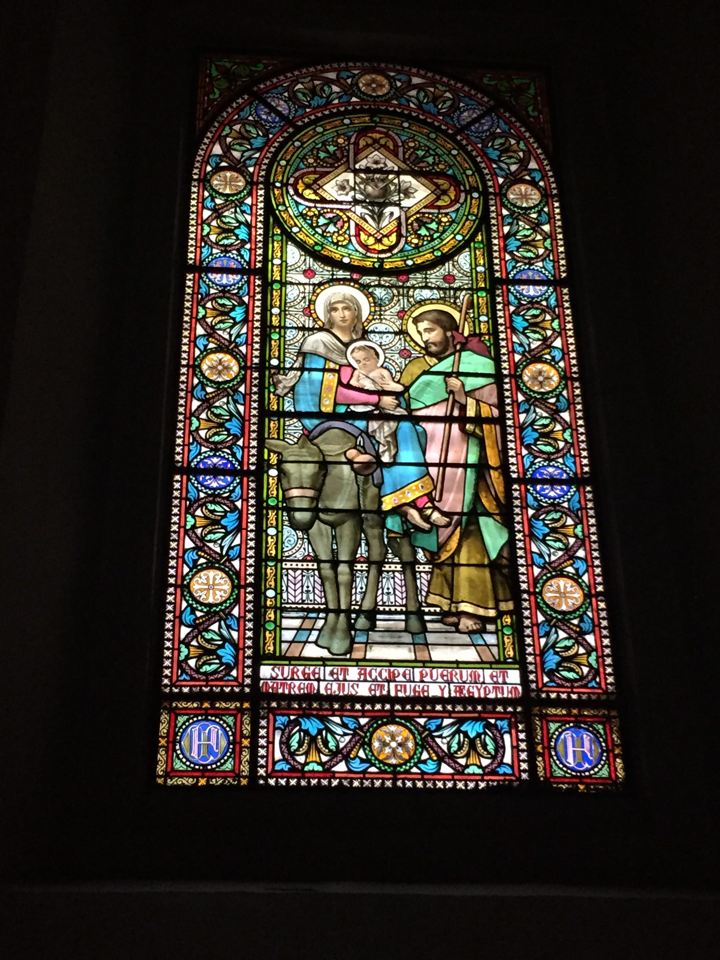 Montserrat- Stained glass in the lobby of the Basilica.