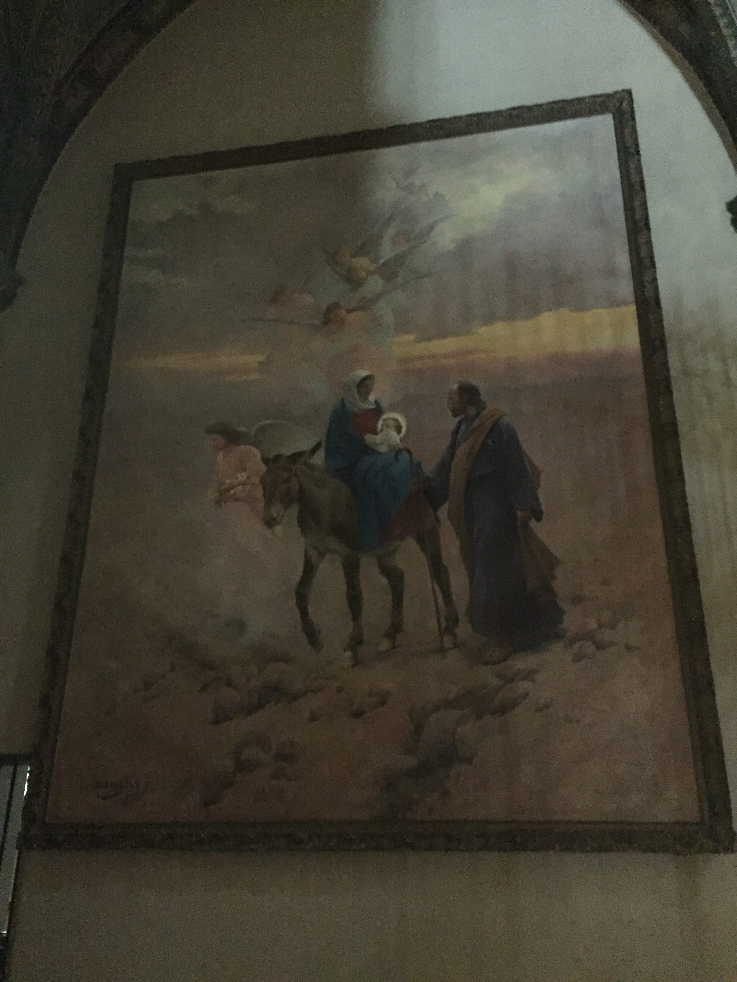 Montserrat- A painting inside the lobby of the Basilica.