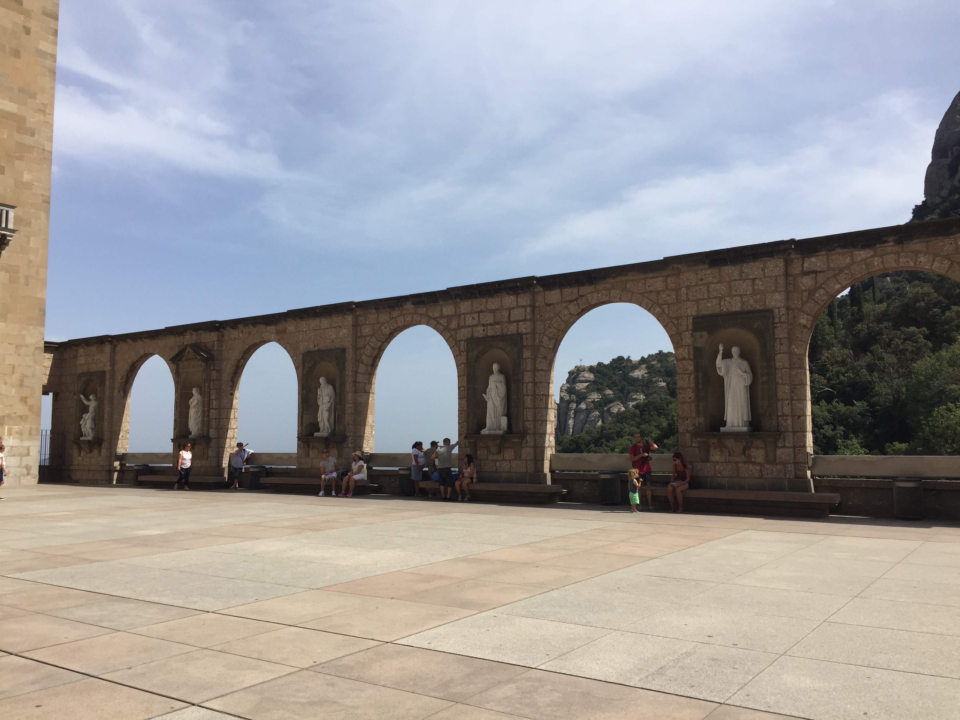 Montserrat- A serene outdoor plaza adjacent to the Basilica.