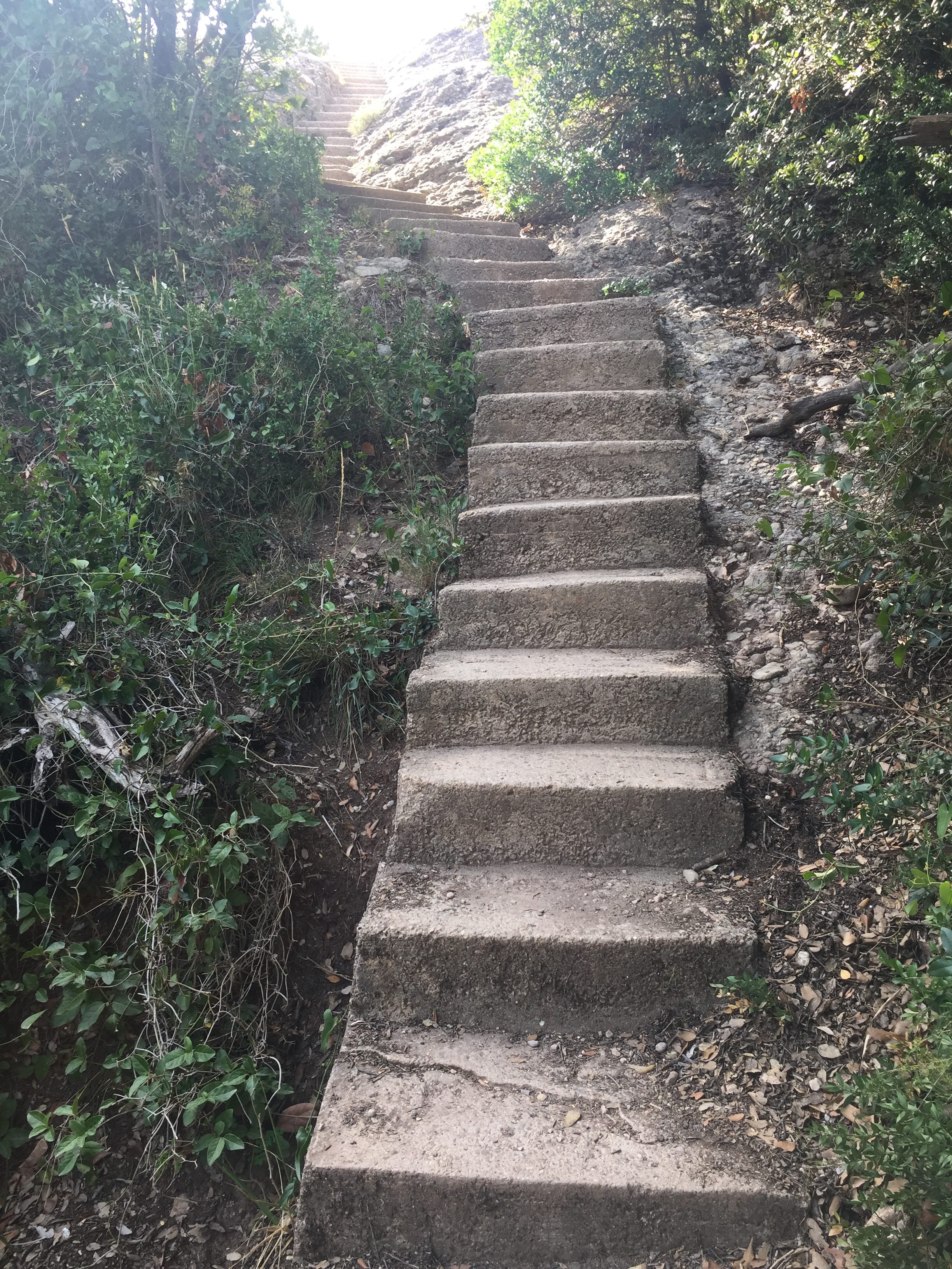 Some of the steps were very steep. Nevertheless, I was passed by 2 competitive runners training on the mountain. I talked to one who informed me that he runs the mountain from bottom to top as part of his training. He was fast. I couldn't keep up. And the woman that passed me later may have been even faster. What a great place for daily training!