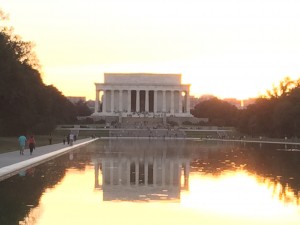 The Lincoln Memorial and Reflecting Pool. The Lincoln Reflecting Pool is the largest reflecting pool in Washington, DC. The photo illustrates well how the pool reflects the image of the Memorial.