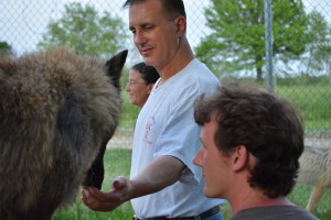 Mark and Peter Cook interacting with Fiona.