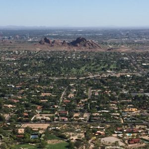 Scottsdale, Arizona- A closeup of the Scottsdale suburbs from near the top of Camelback Mountain.