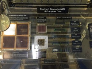 San Diego, CA- The display summarizes advancements in the size and density of memory storage chips used during the ship's lifetime.