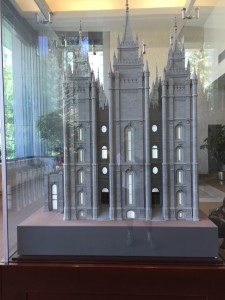 A model of Salt Lake Temple. The South Visitor Center contains this model which duplicates the exterior and interior of the Temple.